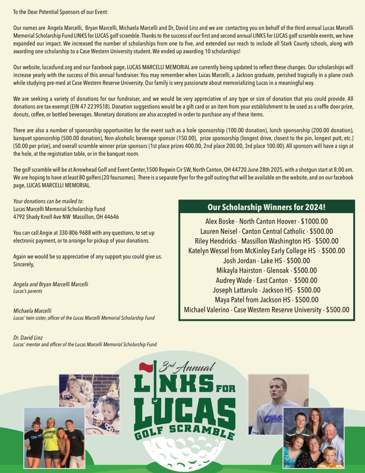 Sponsors for Lucas Scholarship Fund